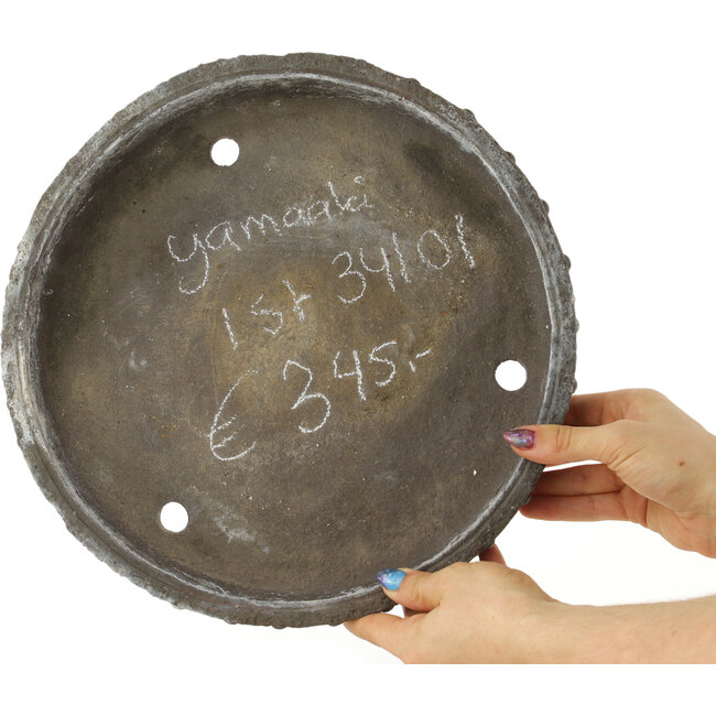 Ronde ongeglazuurde bonsaipot van Yamaaki Koshosen (eerste generatie) - 305 x 305 x 50 mm