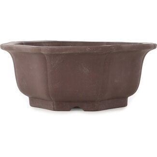  Yamaaki Pot à bonsaï rond non émaillé en forme de fleur de 355 mm par Yamaaki, Tokoname, Japon