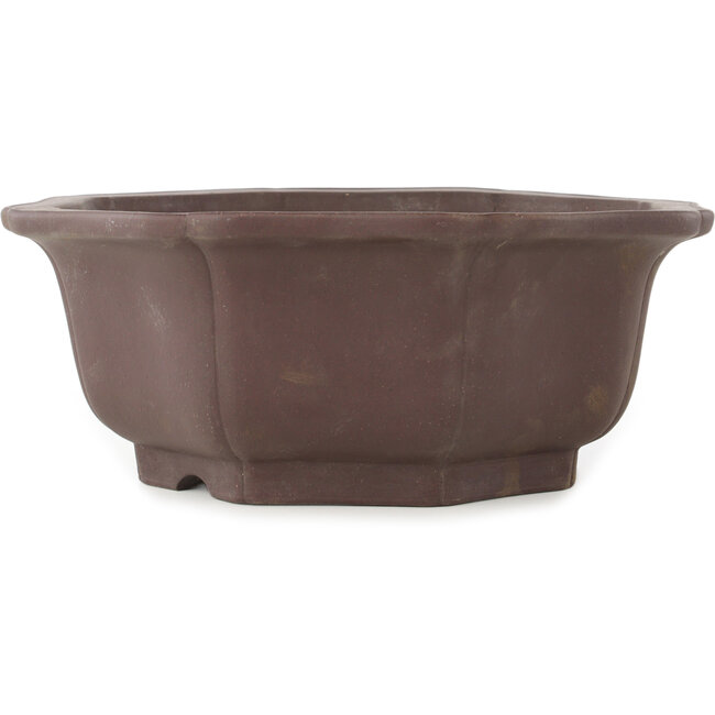 Maceta para bonsái redonda sin esmaltar con forma de flor de Yamaaki - 355 x 355 x 137 mm