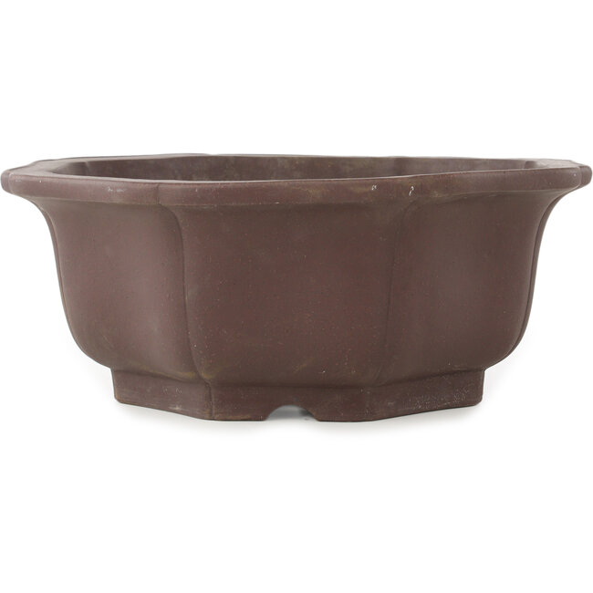 Pot à bonsaï rond en forme de fleur non émaillé par Yamaaki - 355 x 355 x 137 mm