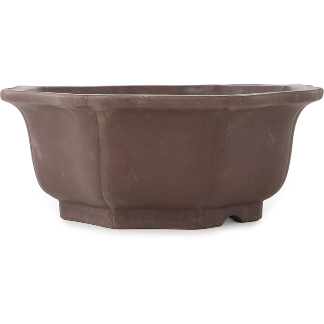 Maceta para bonsái redonda sin esmaltar con forma de flor de Yamaaki - 355 x 355 x 137 mm