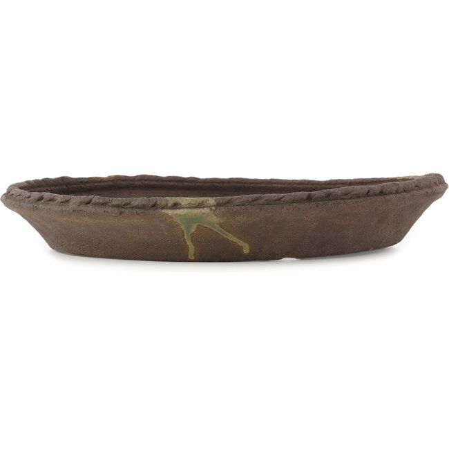 Round unglazed bonsai pot by Ryugaku - 378 x 378 x 55 mm