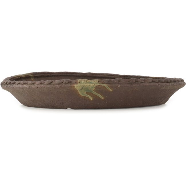 Round unglazed bonsai pot by Ryugaku - 378 x 378 x 55 mm