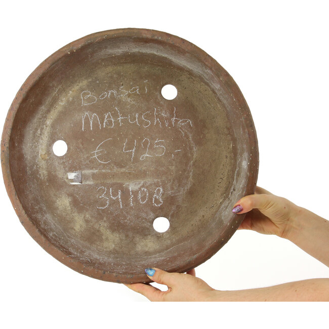 Maceta para bonsái redonda sin esmaltar de Reiho - 390 x 390 x 88 mm