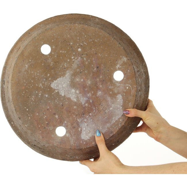 Round unglazed bonsai pot by Reiho - 390 x 390 x 88 mm