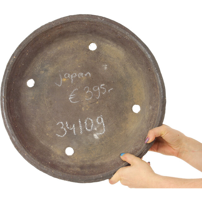 Round unglazed bonsai pot - 410 x 410 x 65 mm
