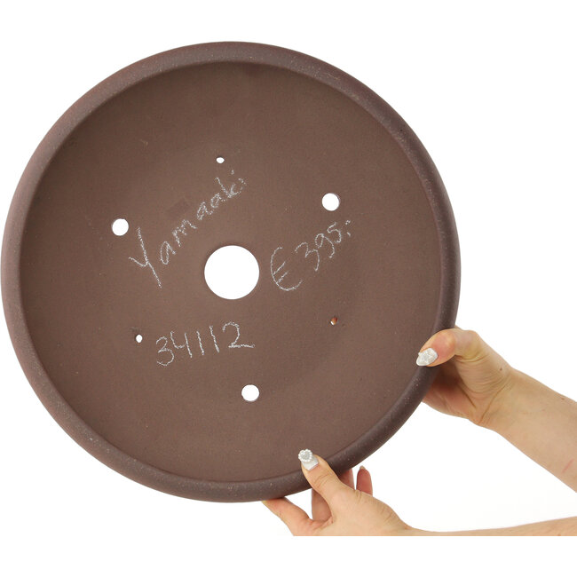 Maceta para bonsái redonda sin esmaltar de Yamaaki - 375 x 375 x 108 mm