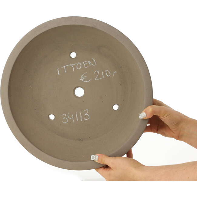 Round unglazed bonsai pot by Itouen - 330 x 330 x 80 mm