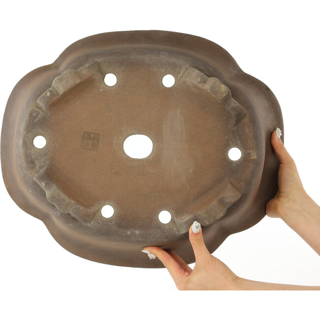 Mokko ongeglazuurde bonsaipot van Mazan - 460 x 390 x 145 mm