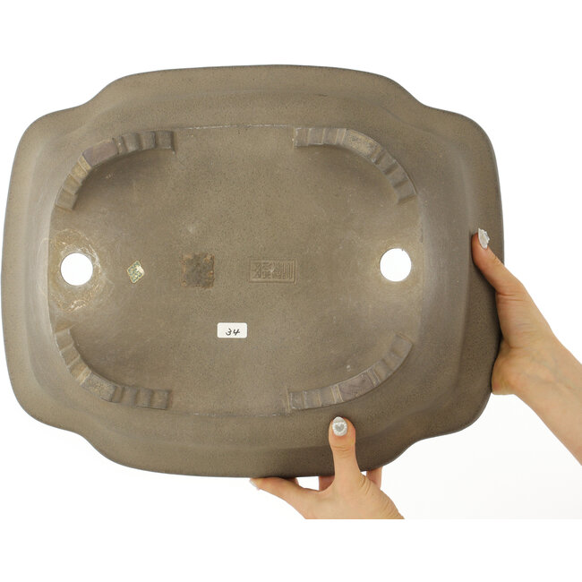 Mokko ongeglazuurde bonsai pot van Yamaaki - 435 x 358 x 160 mm