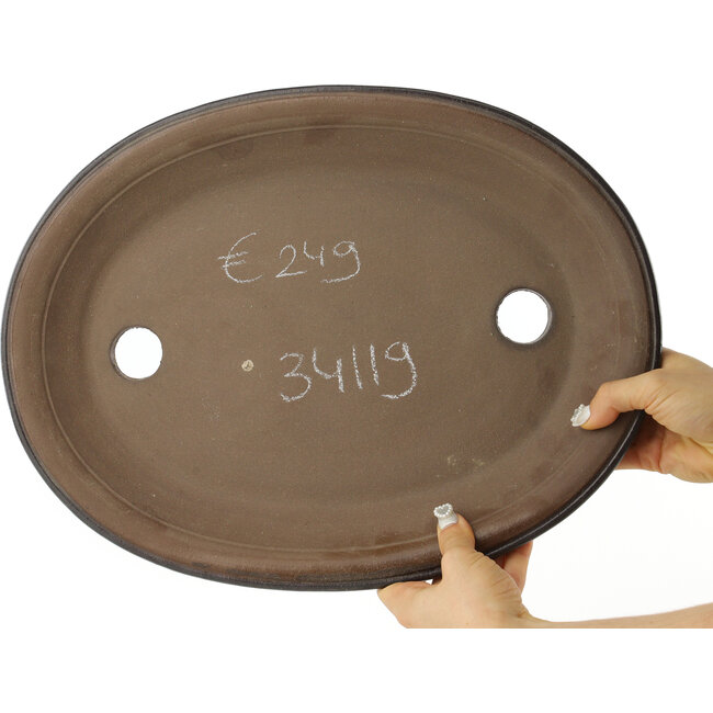 Maceta para bonsái ovalada sin esmaltar - 395 x 300 x 45 mm