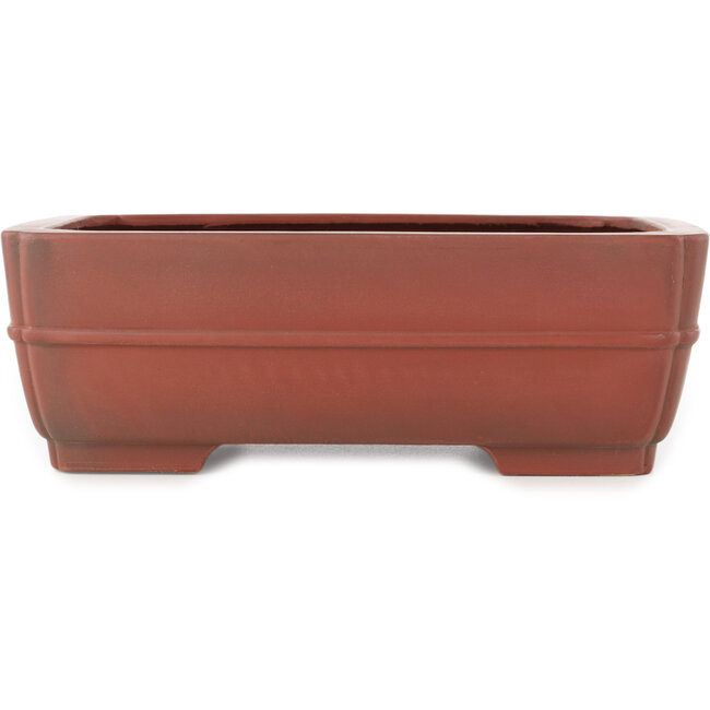 Rectangular unglazed bonsai pot by Bigei - 252 x 192 x 85 mm