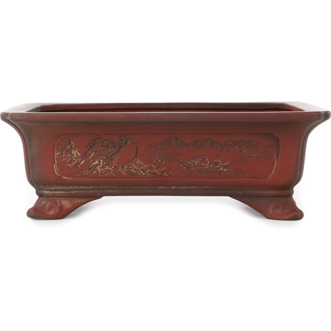 Rectangular unglazed bonsai pot by Bigei - 247 x 187 x 82 mm