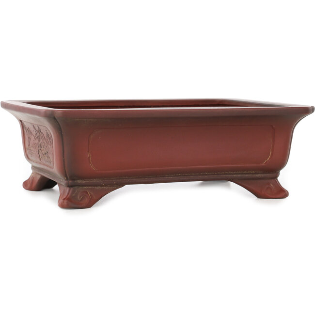Pot à bonsaï rectangulaire non émaillé de Bigei - 247 x 187 x 82 mm