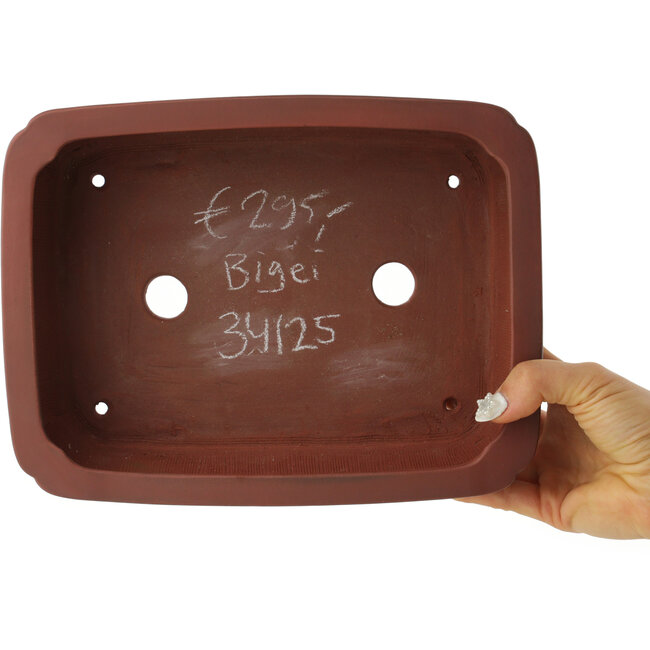 Pot à bonsaï rectangulaire non émaillé de Bigei - 252 x 192 x 85 mm