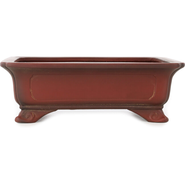 Rectangular unglazed bonsai pot by Bigei - 247 x 187 x 82 mm