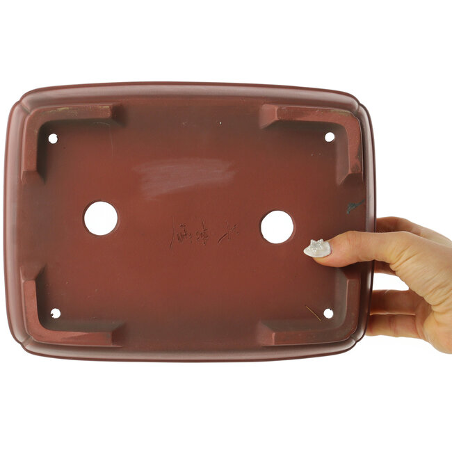 Maceta rectangular sin esmaltar para bonsái de Bigei - 252 x 192 x 85 mm