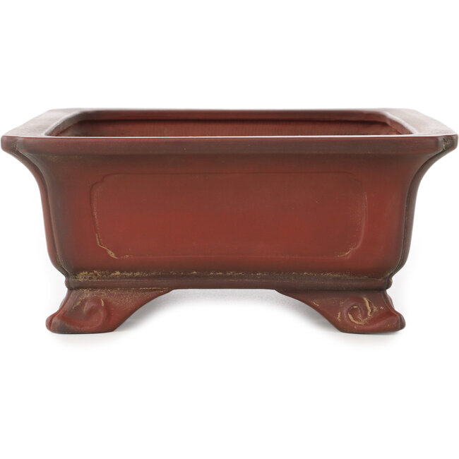 Rectangular unglazed bonsai pot by Bigei - 247 x 187 x 82 mm