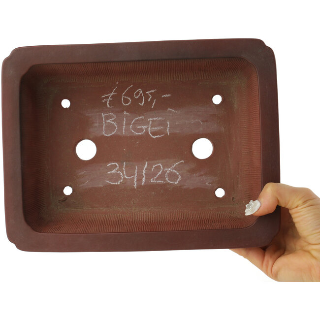 Rectangular unglazed bonsai pot by Bigei - 247 x 187 x 82 mm