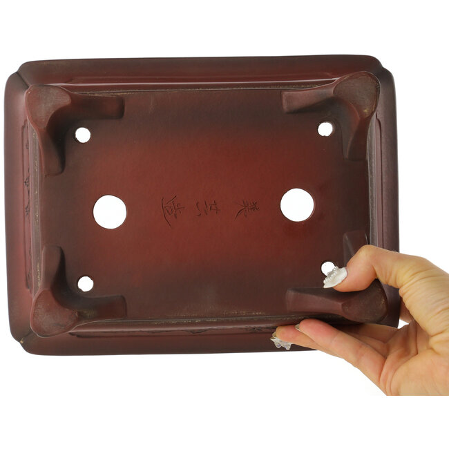 Rectangular unglazed bonsai pot by Bigei - 247 x 187 x 82 mm