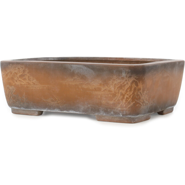 Rechthoekige ongeglazuurde bonsaipot van Bigei - 245 x 185 x 80 mm