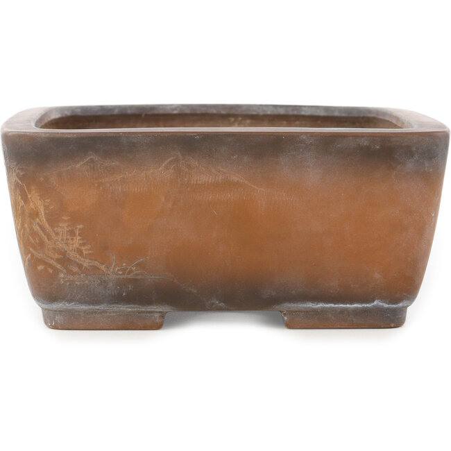 Rectangular unglazed bonsai pot by Bigei - 245 x 185 x 80 mm