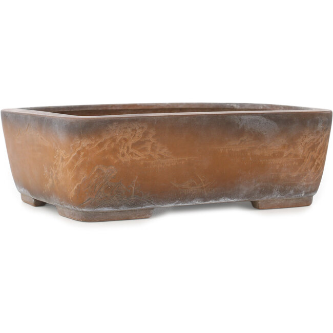 Rectangular unglazed bonsai pot by Bigei - 245 x 185 x 80 mm