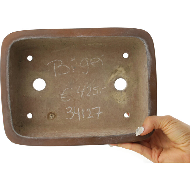 Rechthoekige ongeglazuurde bonsaipot van Bigei - 245 x 185 x 80 mm
