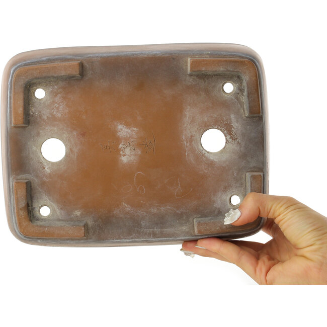 Rectangular unglazed bonsai pot by Bigei - 245 x 185 x 80 mm