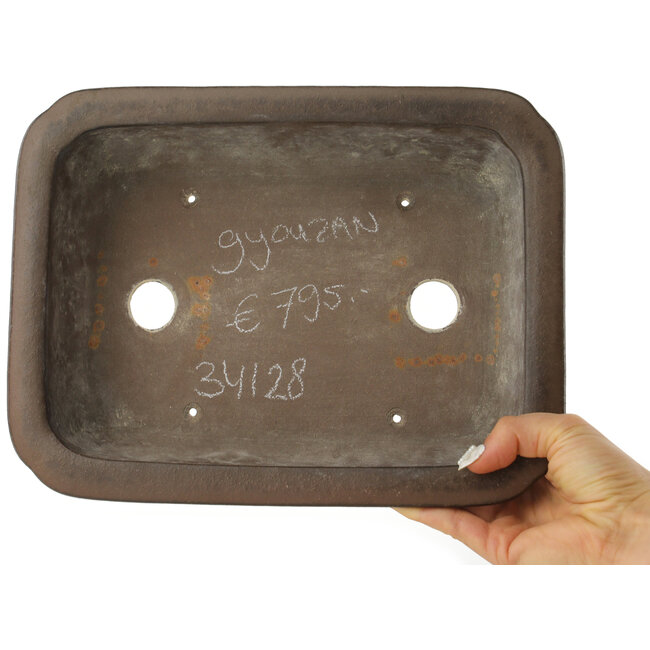 Pot à bonsaï rectangulaire non émaillé de Gyouzan - 280 x 214 x 85 mm