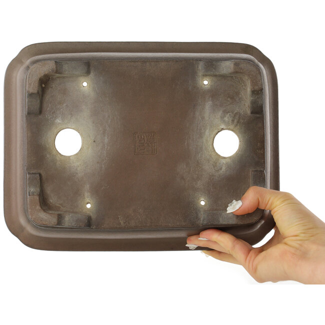 Maceta rectangular sin esmaltar para bonsái de Gyouzan - 280 x 214 x 85 mm