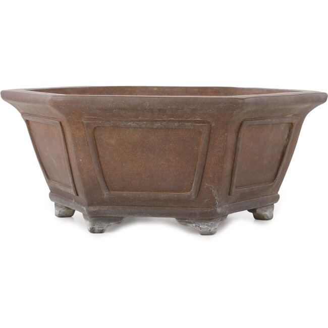 Pot à bonsaï hexagonal non émaillé de Gyouzan - 377 x 377 x 152 mm