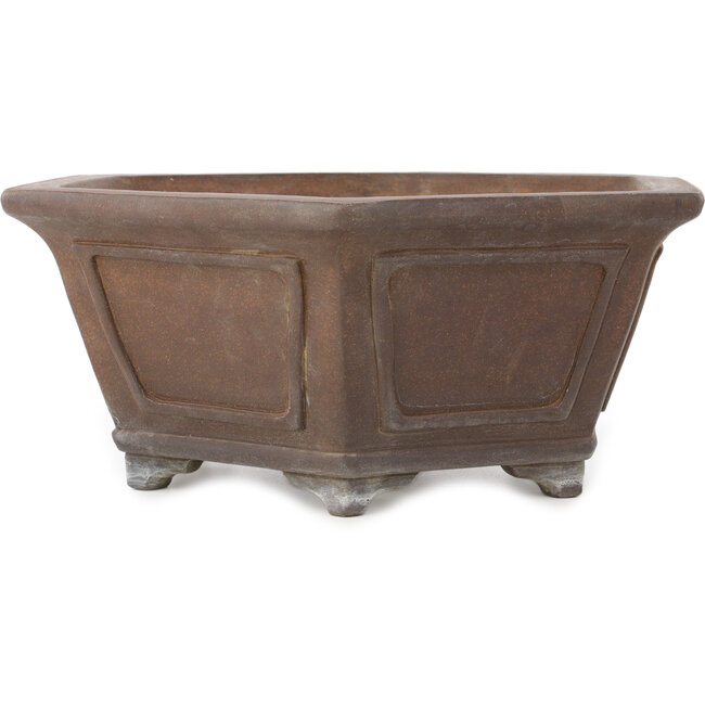 Pot à bonsaï hexagonal non émaillé de Gyouzan - 377 x 377 x 152 mm