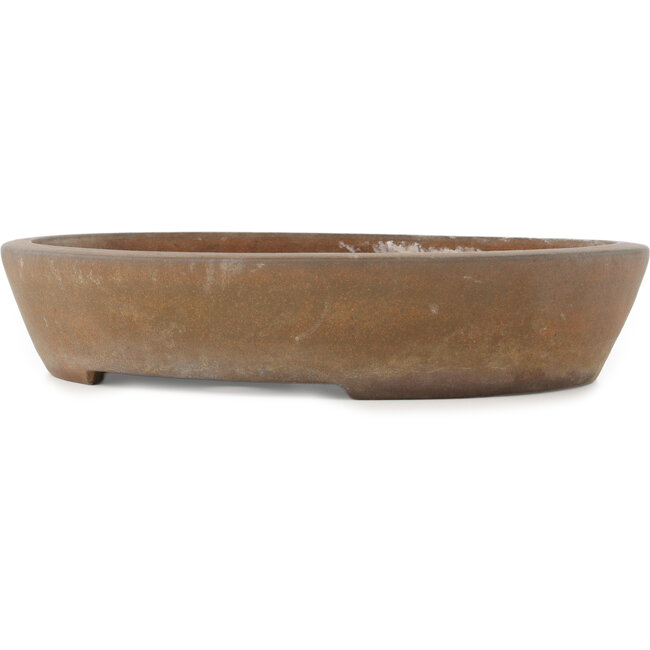 Oval unglazed bonsai pot by Gyouzan - 370 x 310 x 70 mm