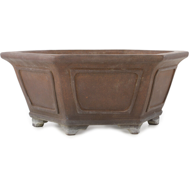Vaso bonsai esagonale non smaltato di Gyouzan - 377 x 377 x 152 mm