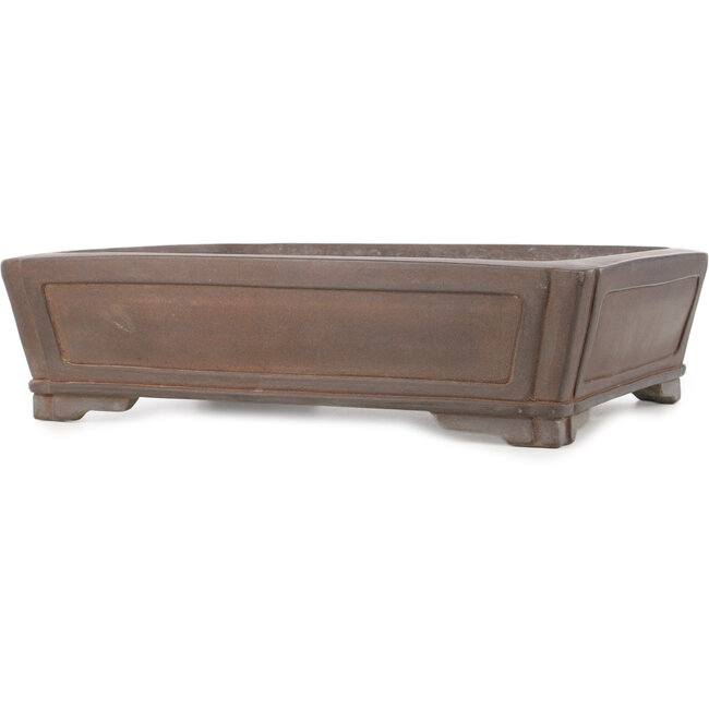 Rectangular unglazed bonsai pot by Gyouzan - 410 x 313 x 110 mm