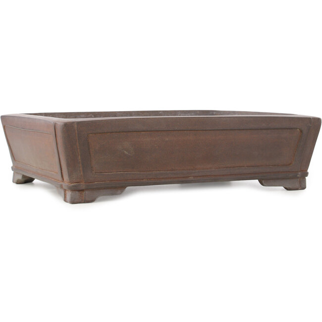 Rectangular unglazed bonsai pot by Gyouzan - 410 x 313 x 110 mm