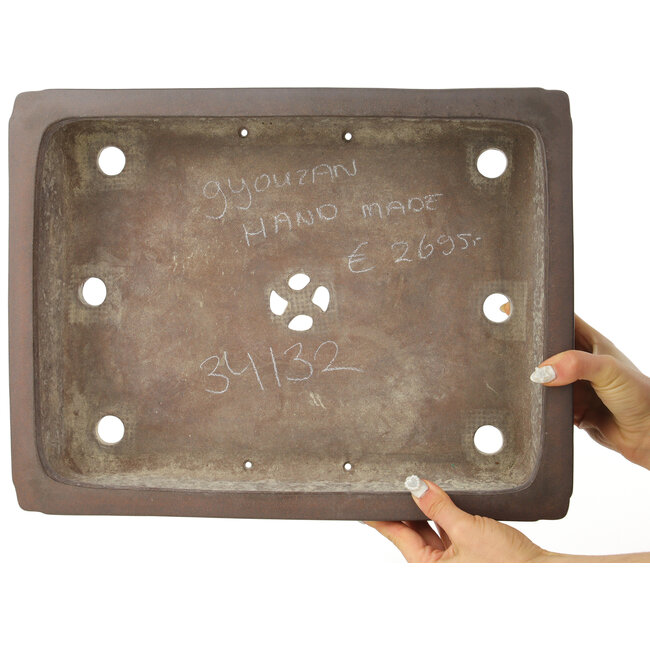 Rechthoekige ongeglazuurde bonsaipot van Gyouzan - 410 x 313 x 110 mm