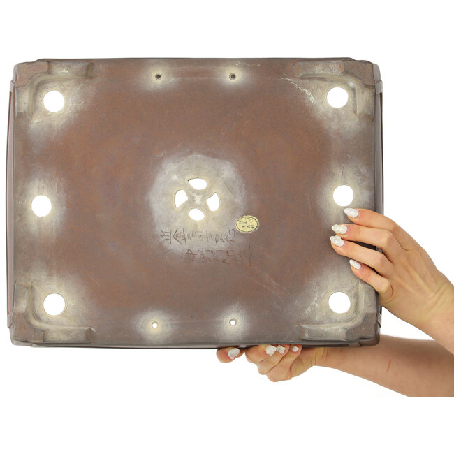 Pot à bonsaï rectangulaire non émaillé de Gyouzan - 410 x 313 x 110 mm