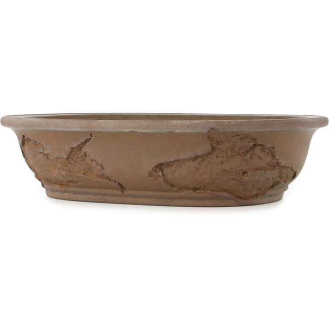 Oval unglazed bonsai pot by Yamaaki Koshosen (first generation) - 450 x 360 x 115 mm