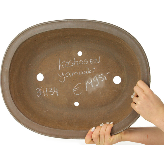 Maceta ovalada sin esmaltar para bonsái de Yamaaki Koshosen (primera generación) - 450 x 360 x 115 mm