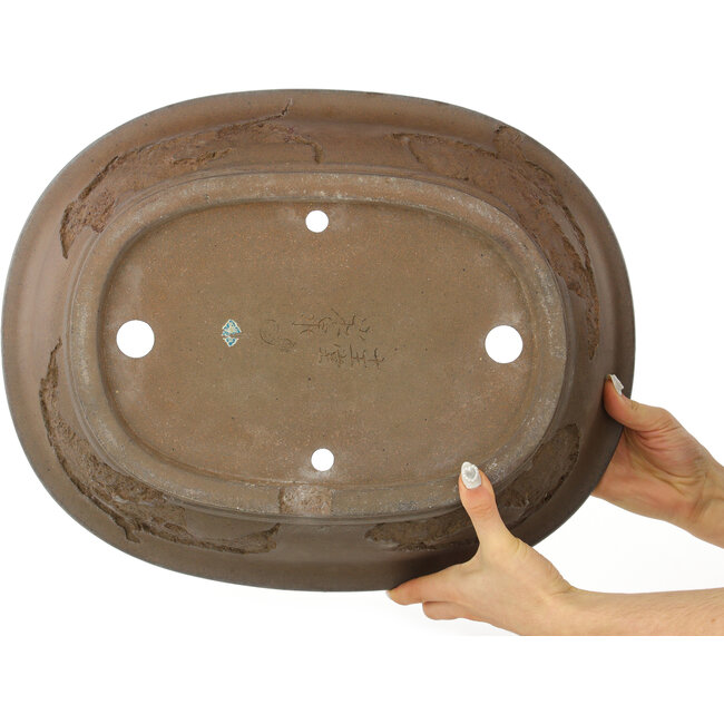 Pot à bonsaï ovale non émaillé de Yamaaki Koshosen (première génération) - 450 x 360 x 115 mm