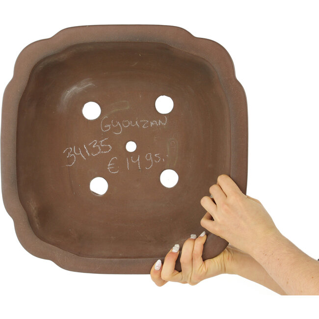 Pot à bonsaï carré non émaillé de Gyouzan - 380 x 380 x 155 mm