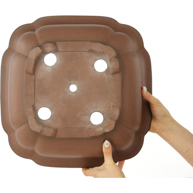 Pot à bonsaï carré non émaillé de Gyouzan - 380 x 380 x 155 mm