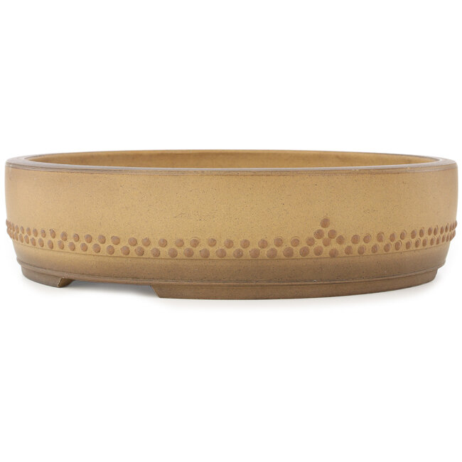 Ronde ongeglazuurde bonsaipot van Sankei - 345 x 345 x 88 mm
