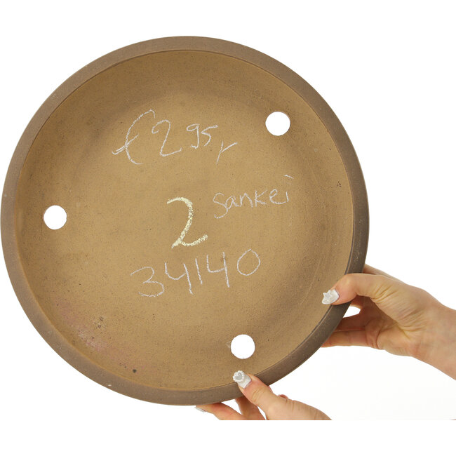 Maceta para bonsái redonda sin esmaltar de Sankei - 345 x 345 x 88 mm