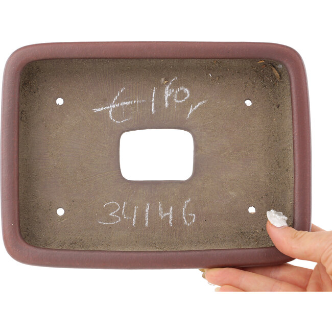 Rectangular unglazed bonsai pot - 205 x 153 x 35 mm
