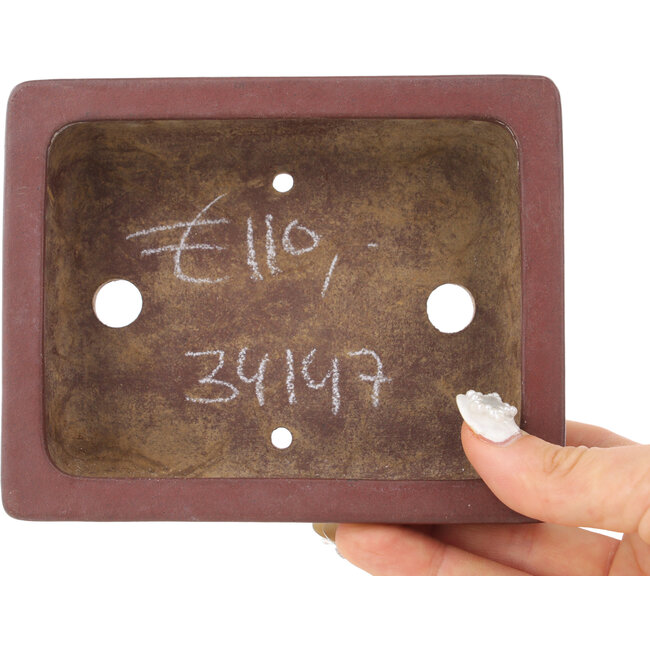 Pot à bonsaï rectangulaire non émaillé de Yamaaki - 134 x 105 x 48 mm