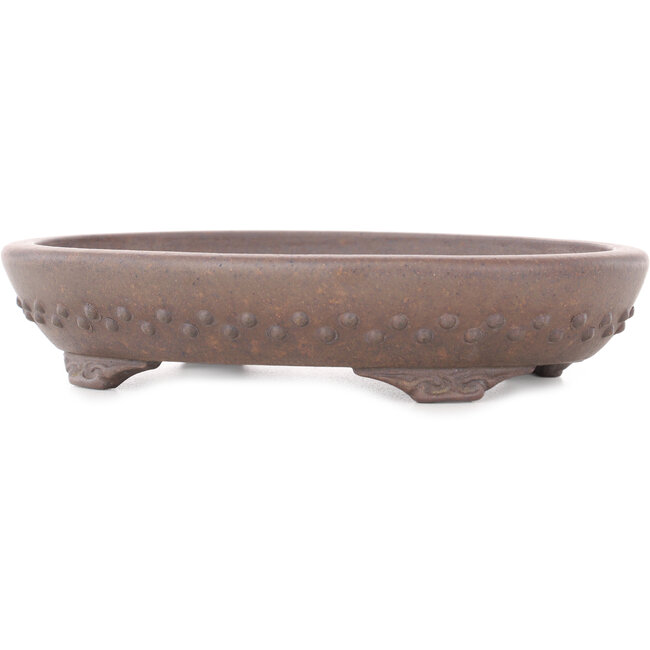 Oval unglazed bonsai pot - 178 x 135 x 37 mm
