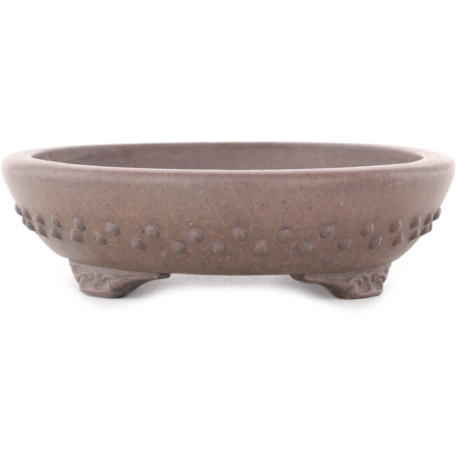 Oval unglazed bonsai pot - 178 x 135 x 37 mm